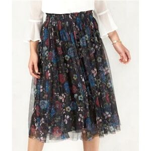 LAUREN CONRAD Disney Snow White Smocked A-Line Midi Skirt, Floral Printed Tulle